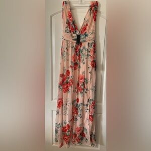 Lulu's Floral Maxi Dress in Pink and Red